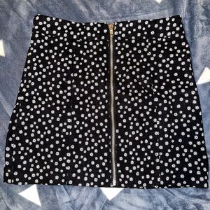 Black floral zip up skirt